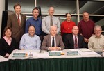 Members of the Cornwall Board of Educaation.  Standing:  Charles Frankel, Gregory Whalen, Dave Moretto, Barbara Manzari,  David Carnright. Seated: Melanie Mulroy-Robinson, Lawrence Berger (v.p), Brendan Coyne (pres.), Superintendent Timothy Rehm and James Congelli.