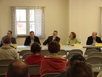 The five candidates for village trustee spoke at the forum on Saturday morning.