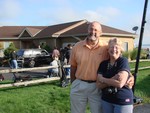 Peter Neuman and his wife, Maryann, outside their home, which was used a location for a film crew last year.
