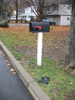 A smashed mailbox on Boulevard