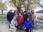 The intrepid crew braved cold winds on Saturday to clean up the riverfront.