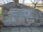 Mayor Michael Donahue's memorial stone at the riverfront.