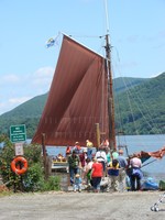 The sloop, the Woody Guthrie, attracted boatloads of people for a sail on the Hudson.