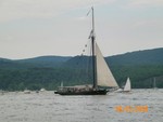 The Clearwater lowered its sails.  Photo by Cindy Anderson.