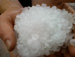 A handful of hail at Cornwall High School.