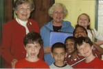 Dean Satterly, Colette Fulton and some of the students who took part in the Henry Hudson program at Lee Road school.