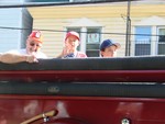 Peter Neuman and his grandson caught a ride on a firetruck.