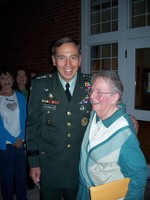 After the ceremony, Petraeus went to the public library, where he was greeted by his former teacher, Janet Dempsey.