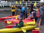 The veterans were eager to get into the kayaks, which were donated by SKAT.