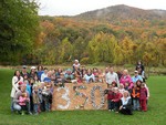 The climate conscious gathered for a 350 photo at the Hudson Highlands Nature Museum.