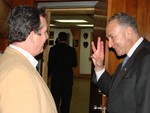 Senator Schumer tells Jim McGee how he got three pheasants while hunting last weekend...