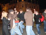 Revelers danced on Hudson Street