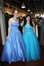 Nicole Konecko of Warwick High School (l) and Kaeley Miller of Wallkill high model the dresses they purchased during last year?s Prom Fest event.