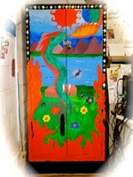 Jensine and Sarah's Painting of the Dragon was created on a file cabinet.