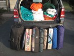 Dave Terwilliger packed up his car with donated materials.