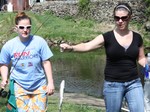 Specialist Ramona Chavez and Staff Sgt. Emily Munday pulled in one of the first trouts.
