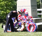 A member of the Mountainville fire company laid a wreath at the memorial.