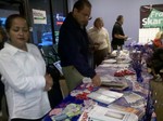 Democratic party supporters find out how to volunteer for local campaigns.