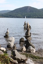 Rock sculptures at the riverfront.
