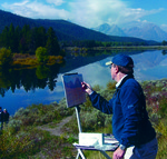 Paul Gould today painting in the Grand Teutons park.