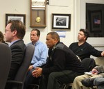 NYMA representatives listen to the town council on Monday.  From l to r: David Fields, site developer Ray Yannone, NYMA interim superintendent Maj. Jeffrey Coverdale and investor Wayne Corts.