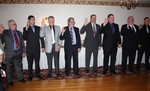 County legislator Kevin Hines swears in the fire department and company officers.