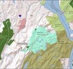 The 32-acre Merrill property is highlighted in dark green on this map.