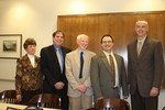 The village board from left to right: Trustees Gosda, Edsall, Mayor Coyne, Trustees Argenio and Kane.