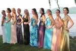 A pastel rainbow of gowns graced the riverfront.