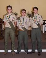 Eagle Scouts John Patrick Riley, Charles Boucher and Nicholas Blair.