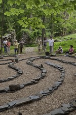 Blessing of the labyrinth.  Photo by Mel Kleiman.