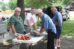 The Lions Club members were busy steaming and wrapping lobsters for much of the day.