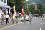 The American Legion Color Guard followed the police chiefs to lead off the parade.