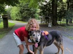 Harrison's daughter, Sasha, and the newly-found dog.