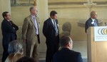 From left, Patterson, Atzrott and Batulis listen to Chamber President John D'Ambrosio. Photo: MidhudsonNews.com
