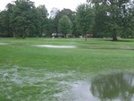Canterbury creek flooded the golf course.  Photo by Graham Kelder.