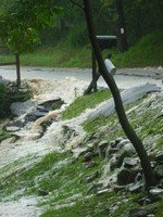 The roadside on Mountain Road was washed out.  Photo by Sunny Krom.