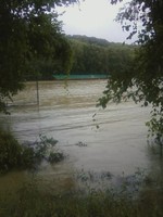 The pavillion and back field under water at Black Rock Fish & Game Club.  Photo by Tom Sullivan.