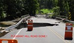Pleasant Hill Road Bridge is gone.  Photo by Linda Bates.