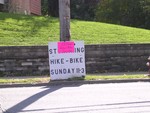 When the Storm King Hike and Bike was cancelled this past weekend, a notification was added to the sign on Hudson Street.