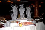 The reception featured ice sculptures and fresh seafood.