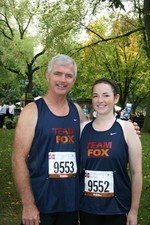 Michael Kelly will be the ceremonial tree lighter this year. He is seen here after the 2010 NYC Marathon with his daughter Jennie.