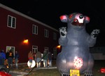 The union activists brought this inflatable rat to the temporary quarters of Washingtonville village hall.