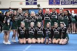 The CCHS Varsity Cheerleading Squad with its First Place Trophy awarded in Monticello this month.  Photo by Connie Wagner.