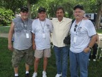 Photo by Mike Raab. Fred Buck, Jack Dougherty, Joe Mantegna (