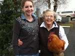 Doris and Catherine Clearwater at nearby Jones Farm in Cornwall, NY. #2-Chickens at neighboring Jones Farm in Cornwall. Photos by Marian Goldin.