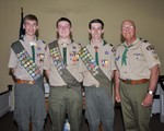 Andrew Stein, Stephen Allen, Sam Corby, and Scoutmaster Ron Jurain. Photo by Wynn Gold.